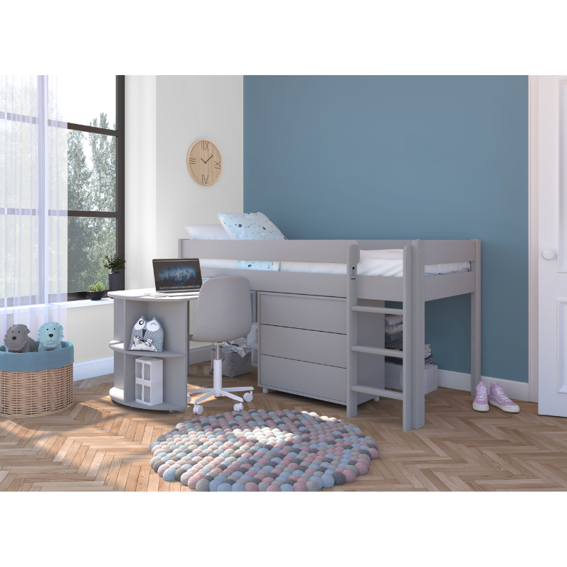 Stompa UNO Midsleeper With Pullout Desk And 3 Drawer Chest