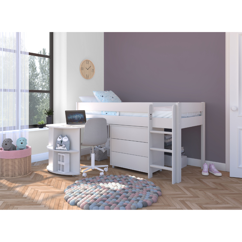 Stompa UNO Midsleeper With Pullout Desk And 3 Drawer Chest