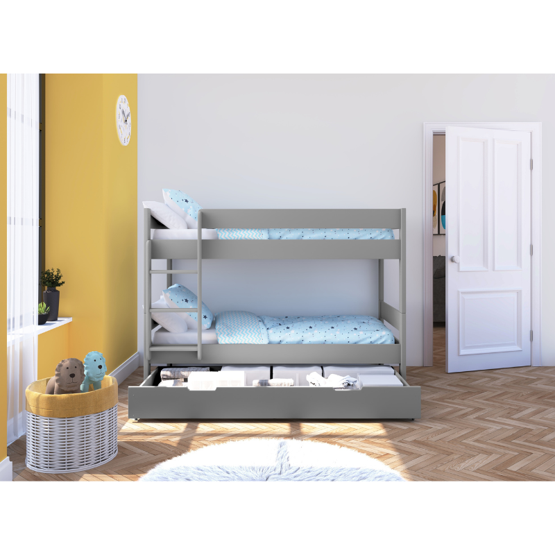 Stompa Grey Compact Bunk Bed With Trundle Drawer