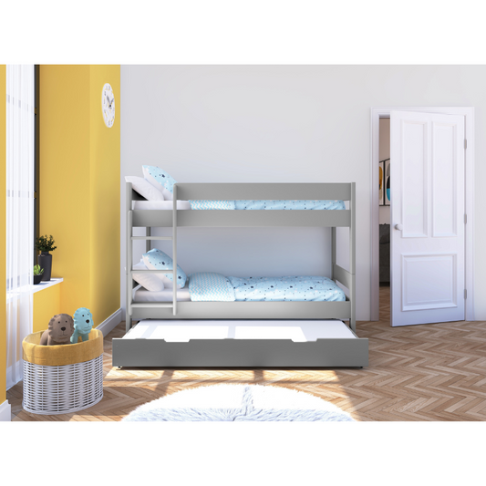 Stompa Grey Compact Bunk Bed With Trundle Mattress